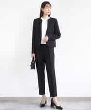 FUDJA01210 MK MICHEL KLEIN(MK ミッシェルクラン) メランジ調ノーカラージャケット/セットアップ対応/洗える モカ