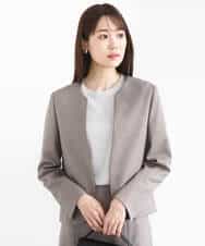 FUDJA01210 MK MICHEL KLEIN(MK ミッシェルクラン) メランジ調ノーカラージャケット/セットアップ対応/洗える モカ
