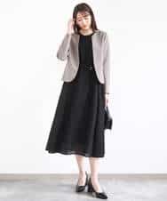 FUDJA01210 MK MICHEL KLEIN(MK ミッシェルクラン) メランジ調ノーカラージャケット/セットアップ対応/洗える モカ