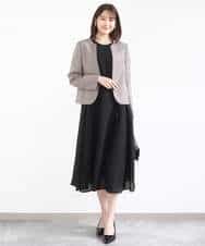 FUDJA01210 MK MICHEL KLEIN(MK ミッシェルクラン) メランジ調ノーカラージャケット/セットアップ対応/洗える モカ