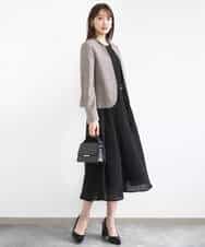 FUDJA01210 MK MICHEL KLEIN(MK ミッシェルクラン) メランジ調ノーカラージャケット/セットアップ対応/洗える モカ