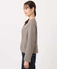 FUDJA01210 MK MICHEL KLEIN(MK ミッシェルクラン) メランジ調ノーカラージャケット/セットアップ対応/洗える モカ