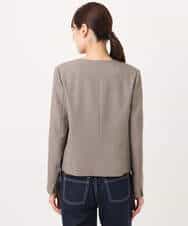 FUDJA01210 MK MICHEL KLEIN(MK ミッシェルクラン) メランジ調ノーカラージャケット/セットアップ対応/洗える モカ