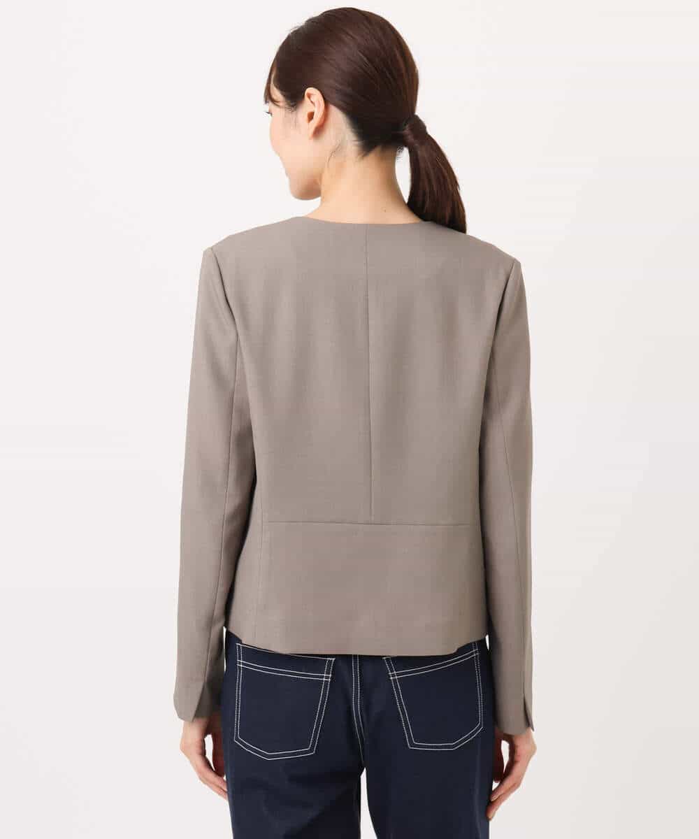 FUDJA01210 MK MICHEL KLEIN(MK ミッシェルクラン) メランジ調ノーカラージャケット/セットアップ対応/洗える モカ