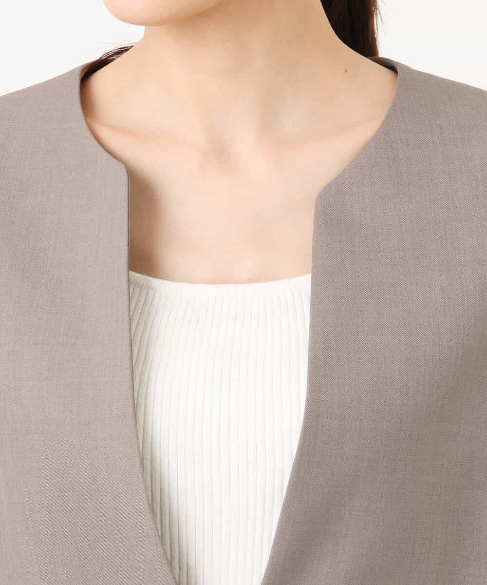 FUDJA01210 MK MICHEL KLEIN(MK ミッシェルクラン) メランジ調ノーカラージャケット/セットアップ対応/洗える モカ