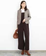 FUDJA01210 MK MICHEL KLEIN(MK ミッシェルクラン) メランジ調ノーカラージャケット/セットアップ対応/洗える モカ