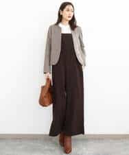 FUDJA01210 MK MICHEL KLEIN(MK ミッシェルクラン) メランジ調ノーカラージャケット/セットアップ対応/洗える モカ