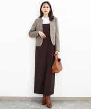 FUDJA01210 MK MICHEL KLEIN(MK ミッシェルクラン) メランジ調ノーカラージャケット/セットアップ対応/洗える モカ