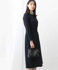 FUEDA01220 MK MICHEL KLEIN(MK ミッシェルクラン) サテンジョーゼット プリーツワンピース/洗える ネイビー