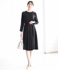 FUEDA01220 MK MICHEL KLEIN(MK ミッシェルクラン) サテンジョーゼット プリーツワンピース/洗える グレージュ
