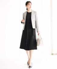 FUEDA01220 MK MICHEL KLEIN(MK ミッシェルクラン) サテンジョーゼット プリーツワンピース/洗える グレージュ