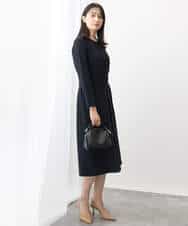 FUEDA01220 MK MICHEL KLEIN(MK ミッシェルクラン) サテンジョーゼット プリーツワンピース/洗える グレージュ