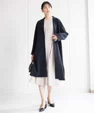 FUEDA01220 MK MICHEL KLEIN(MK ミッシェルクラン) サテンジョーゼット プリーツワンピース/洗える グレージュ