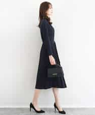 FUEDD03230 MK MICHEL KLEIN(MK ミッシェルクラン) サテンジョーゼット プリーツワンピース/洗える ライトグレー