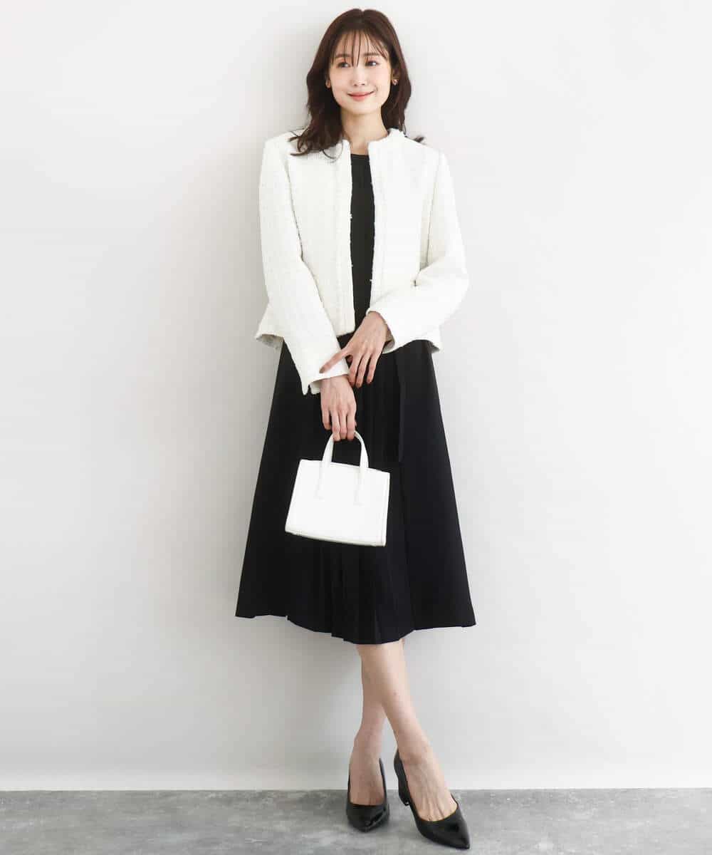 FUEDD03230 MK MICHEL KLEIN(MK ミッシェルクラン) サテンジョーゼット プリーツワンピース/洗える ライトグレー