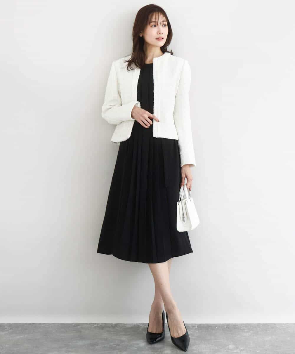 FUEDD03230 MK MICHEL KLEIN(MK ミッシェルクラン) サテンジョーゼット プリーツワンピース/洗える ライトグレー