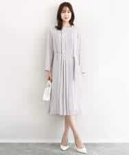 FUEDD03230 MK MICHEL KLEIN(MK ミッシェルクラン) サテンジョーゼット プリーツワンピース/洗える ライトグレー