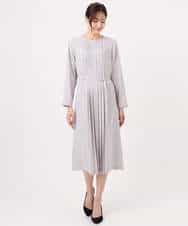 FUEDD03230 MK MICHEL KLEIN(MK ミッシェルクラン) サテンジョーゼット プリーツワンピース/洗える ライトグレー