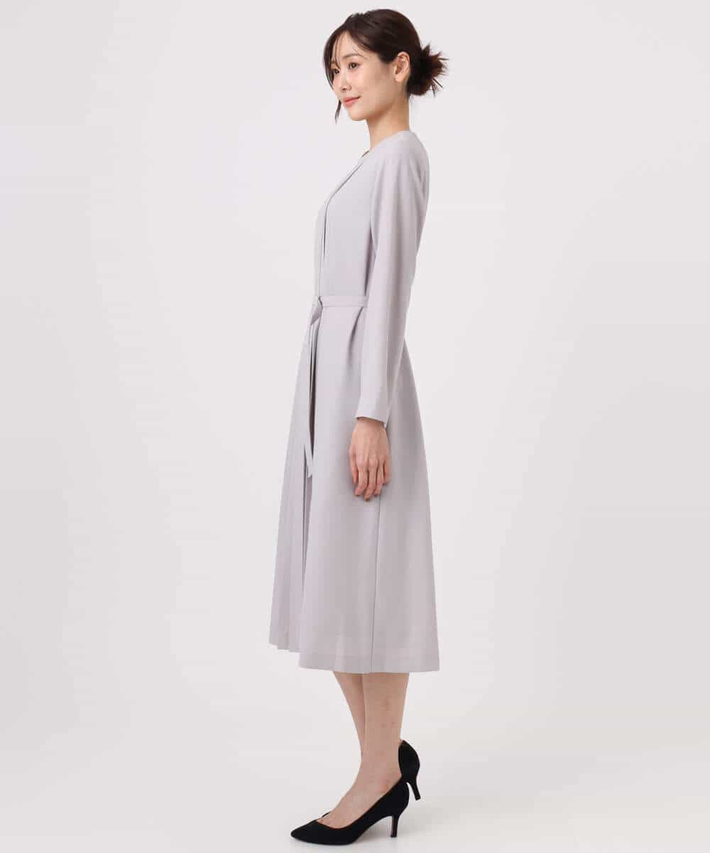 FUEDD03230 MK MICHEL KLEIN(MK ミッシェルクラン) サテンジョーゼット プリーツワンピース/洗える ライトグレー
