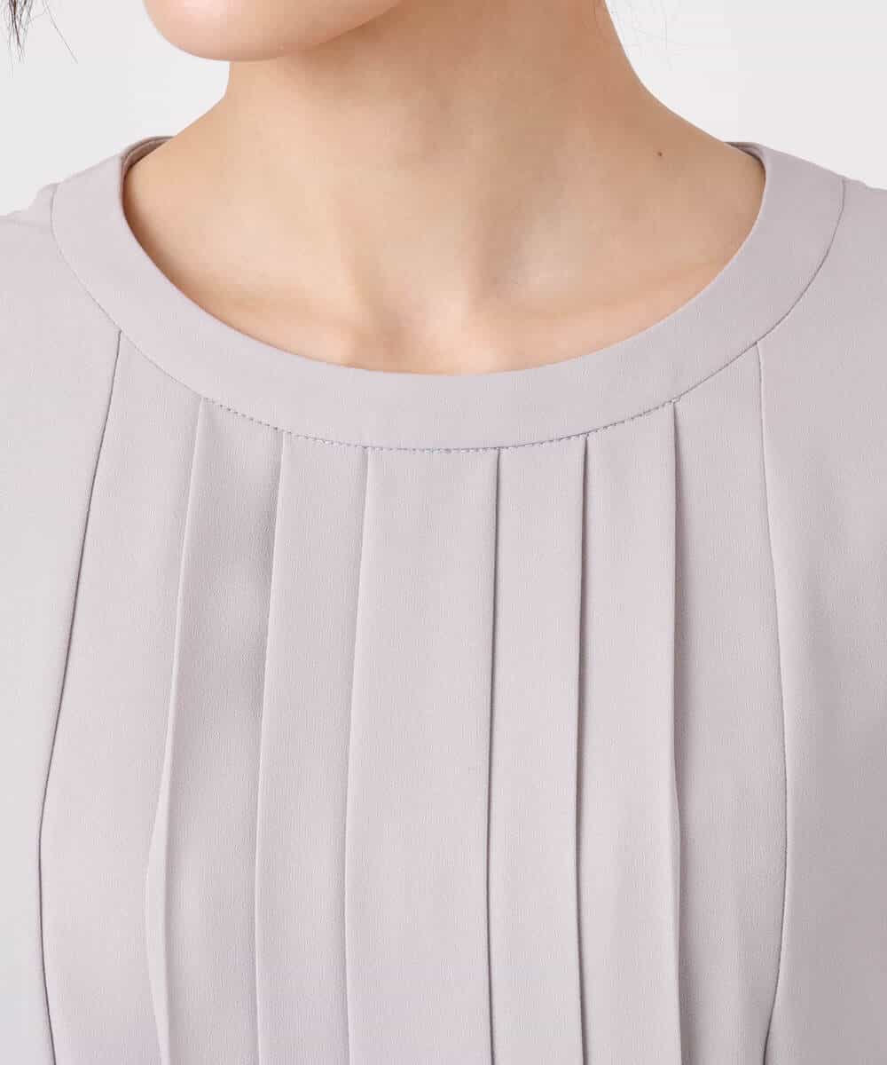 FUEDD03230 MK MICHEL KLEIN(MK ミッシェルクラン) サテンジョーゼット プリーツワンピース/洗える ライトグレー