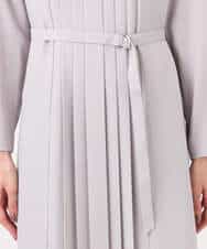 FUEDD03230 MK MICHEL KLEIN(MK ミッシェルクラン) サテンジョーゼット プリーツワンピース/洗える ライトグレー