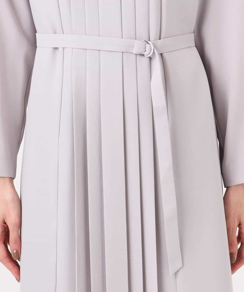 FUEDD03230 MK MICHEL KLEIN(MK ミッシェルクラン) サテンジョーゼット プリーツワンピース/洗える ライトグレー