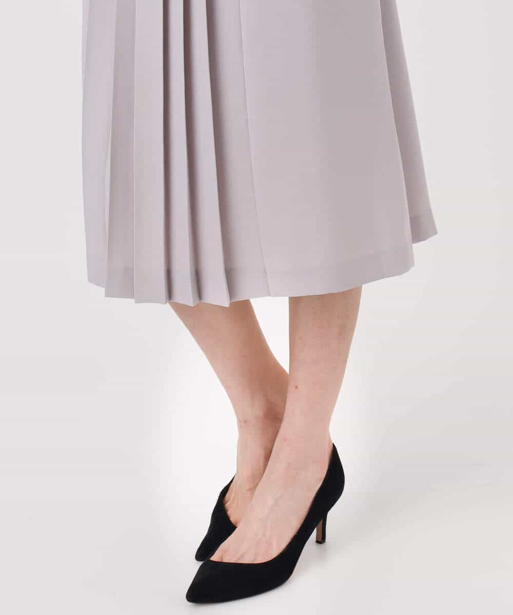 FUEDD03230 MK MICHEL KLEIN(MK ミッシェルクラン) サテンジョーゼット プリーツワンピース/洗える ライトグレー