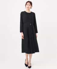 FUEDD03230 MK MICHEL KLEIN(MK ミッシェルクラン) サテンジョーゼット プリーツワンピース/洗える ライトグレー