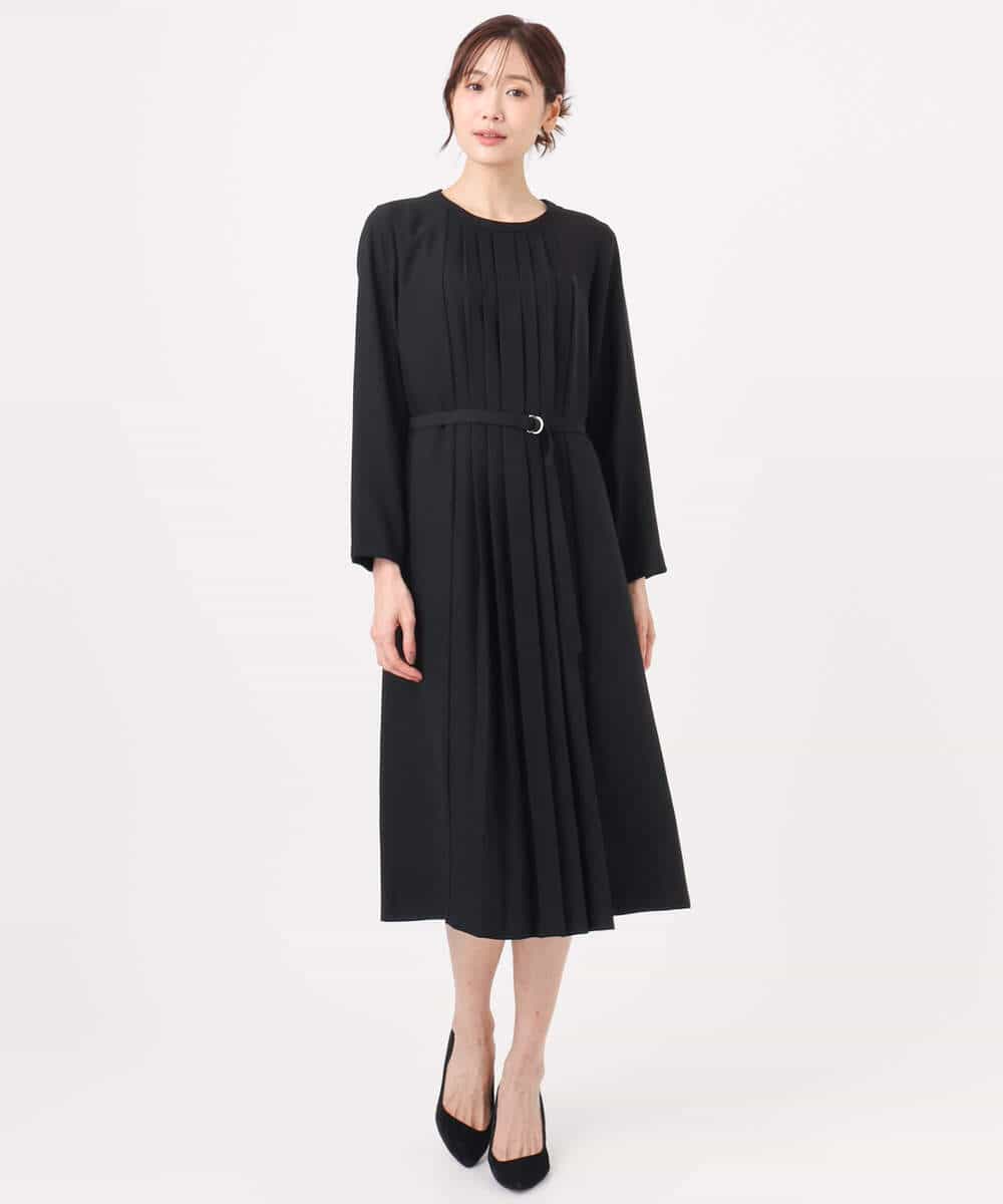 FUEDD03230 MK MICHEL KLEIN(MK ミッシェルクラン) サテンジョーゼット プリーツワンピース/洗える ライトグレー