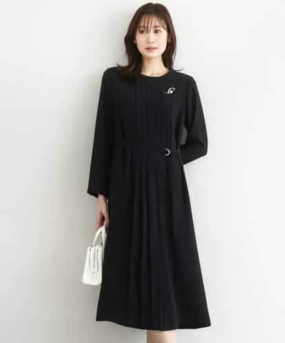 FUEDD03230 MK MICHEL KLEIN サテンジョーゼット プリーツワンピース/洗える