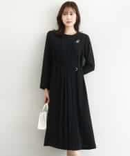 FUEDD03230 MK MICHEL KLEIN(MK ミッシェルクラン) サテンジョーゼット プリーツワンピース/洗える ブラック