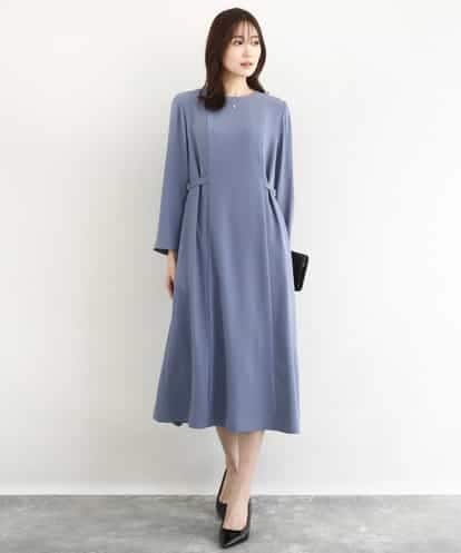 FUEDD04230 MK MICHEL KLEIN サテンジョーゼット サイドベルトワンピース/洗える