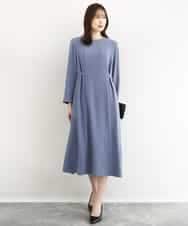 FUEDD04230 MK MICHEL KLEIN(MK ミッシェルクラン) サテンジョーゼット サイドベルトワンピース/洗える ブルー