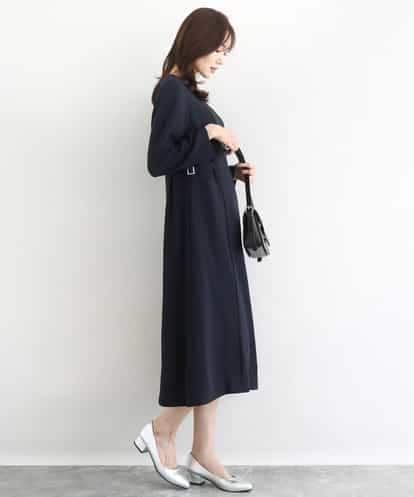 FUEDD04230 MK MICHEL KLEIN サテンジョーゼット サイドベルトワンピース/洗える