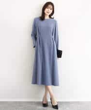 FUEDD04230 MK MICHEL KLEIN(MK ミッシェルクラン) サテンジョーゼット サイドベルトワンピース/洗える ネイビー