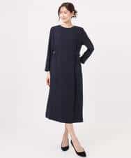 FUEDD04230 MK MICHEL KLEIN(MK ミッシェルクラン) サテンジョーゼット サイドベルトワンピース/洗える ネイビー