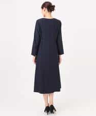 FUEDD04230 MK MICHEL KLEIN(MK ミッシェルクラン) サテンジョーゼット サイドベルトワンピース/洗える ネイビー