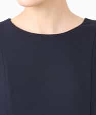 FUEDD04230 MK MICHEL KLEIN(MK ミッシェルクラン) サテンジョーゼット サイドベルトワンピース/洗える ネイビー