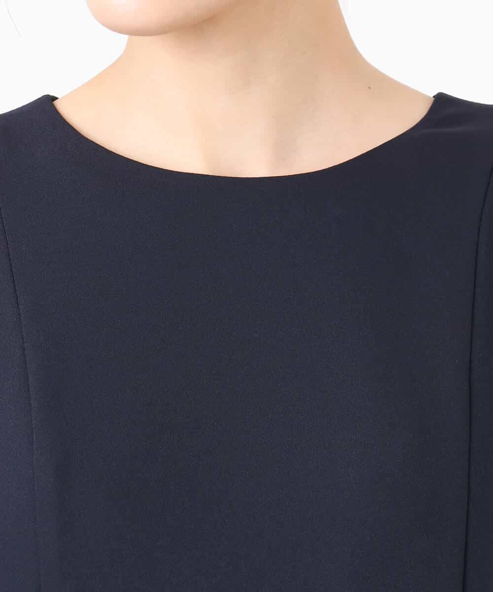 FUEDD04230 MK MICHEL KLEIN(MK ミッシェルクラン) サテンジョーゼット サイドベルトワンピース/洗える ネイビー