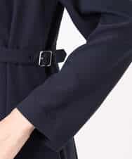 FUEDD04230 MK MICHEL KLEIN(MK ミッシェルクラン) サテンジョーゼット サイドベルトワンピース/洗える ネイビー