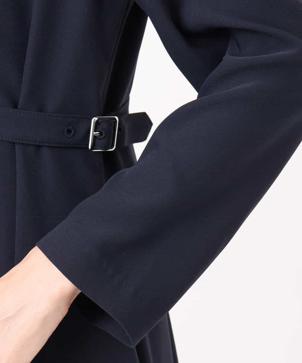 FUEDD04230 MK MICHEL KLEIN(MK ミッシェルクラン) サテンジョーゼット サイドベルトワンピース/洗える ネイビー