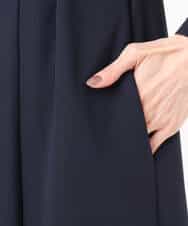 FUEDD04230 MK MICHEL KLEIN(MK ミッシェルクラン) サテンジョーゼット サイドベルトワンピース/洗える ネイビー