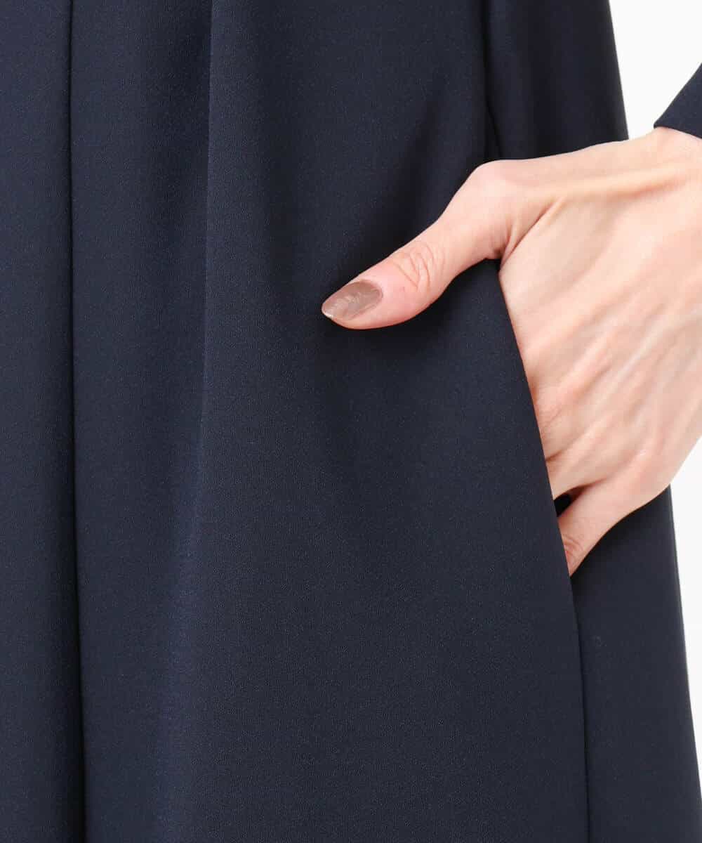 FUEDD04230 MK MICHEL KLEIN(MK ミッシェルクラン) サテンジョーゼット サイドベルトワンピース/洗える ネイビー