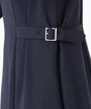 FUEDD04230 MK MICHEL KLEIN(MK ミッシェルクラン) サテンジョーゼット サイドベルトワンピース/洗える ネイビー