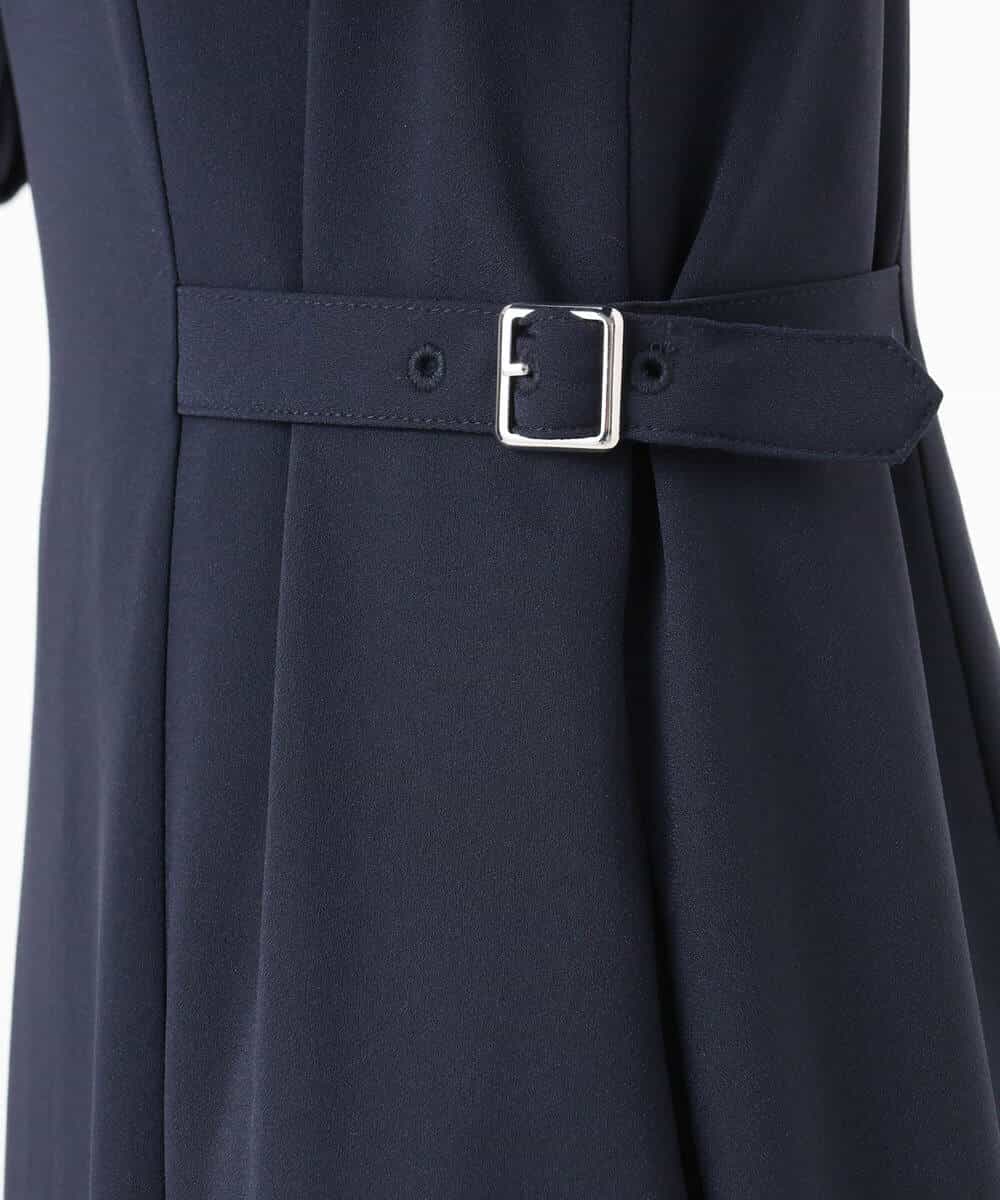 FUEDD04230 MK MICHEL KLEIN(MK ミッシェルクラン) サテンジョーゼット サイドベルトワンピース/洗える ネイビー