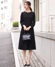 FUEDV01230 MK MICHEL KLEIN(MK ミッシェルクラン) サテンジョーゼット パイピングデザインワンピース ベージュ