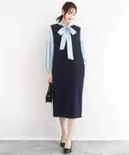 FUEFD01230 MK MICHEL KLEIN(MK ミッシェルクラン) バックフリルデザイン ジャンパースカート/洗える ネイビー