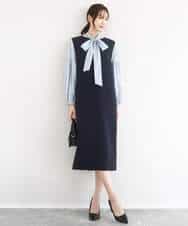 FUEFD01230 MK MICHEL KLEIN(MK ミッシェルクラン) バックフリルデザイン ジャンパースカート/洗える ネイビー