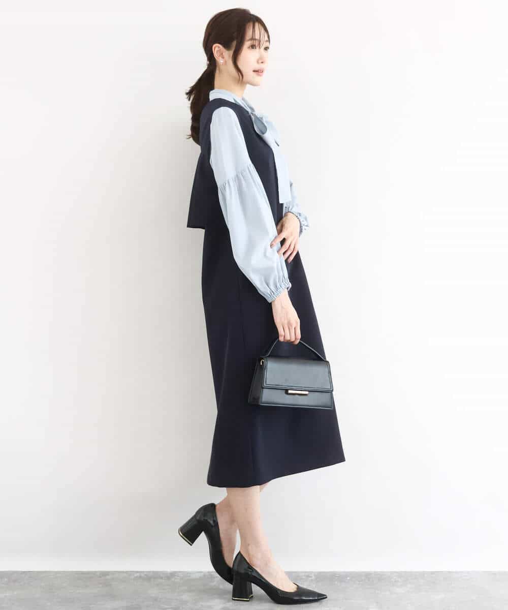 FUEFD01230 MK MICHEL KLEIN(MK ミッシェルクラン) バックフリルデザイン ジャンパースカート/洗える ネイビー