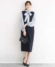 FUEFD01230 MK MICHEL KLEIN(MK ミッシェルクラン) バックフリルデザイン ジャンパースカート/洗える ネイビー